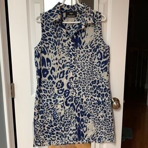 Blue Cheetah‎ Print Shirtdress